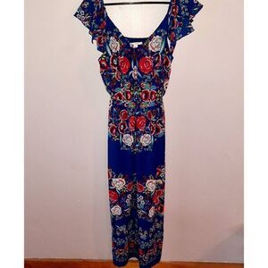 Miami Blue Floral Flowy Maxi Dress